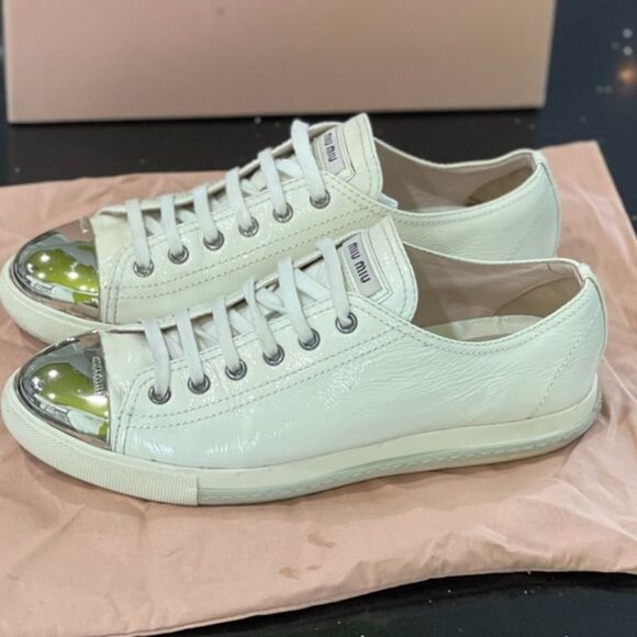 MIU MIU Patent leather white sneakers - Picture 12 of 14